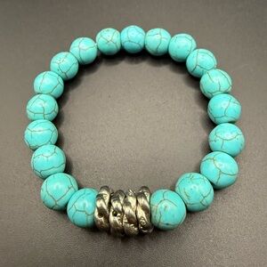 Turquoise Beaded Bracelet with Silver Accents